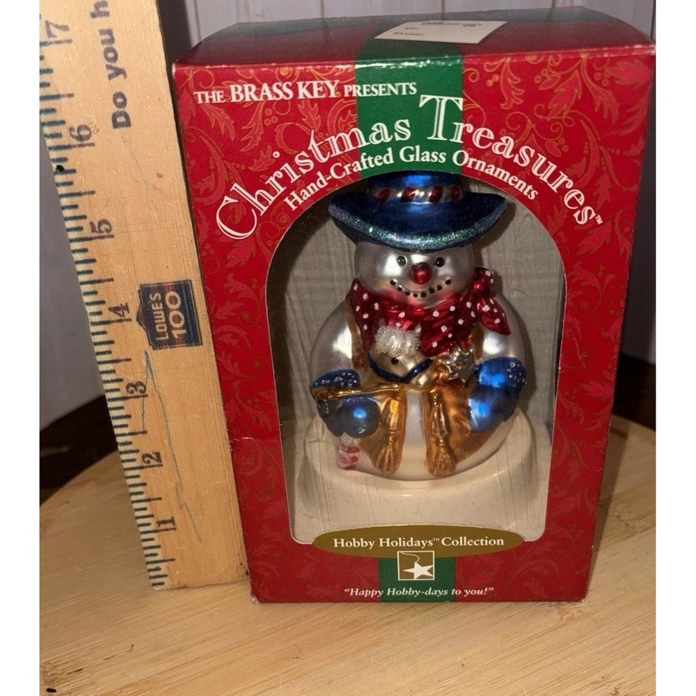 The Brass Key 2002‎  Treasures HandCrafted Glass Ornament Mr. Snowman the Cowboy